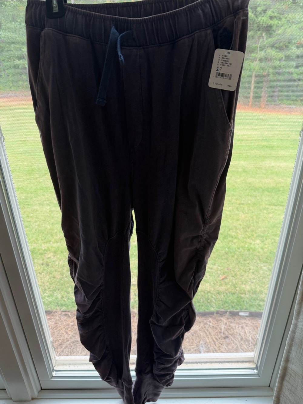 Free People Dark Gray Ruched Track Joggers